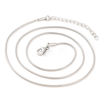 201 Stainless Steel Round Snake Chain Necklaces for Women NJEW-G140-06B-P-1-1