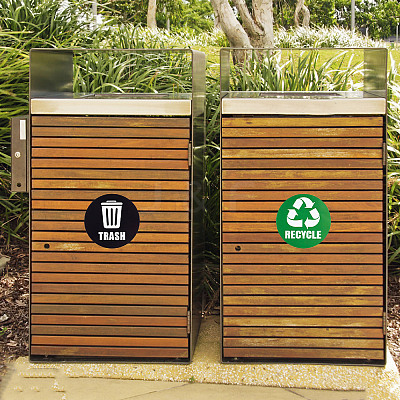 6Pcs 2 Styles PVC Garbage Recycle Trash sign stickers DIY-WH0043-40-1