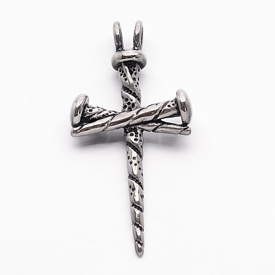 Retro 304 Stainless Steel Cross Gothic Pendants STAS-E094-08AS-1