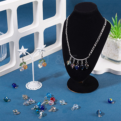 20Pcs AB Color Plated Transparent Glass Pendants PALLOY-TADJ00020-1