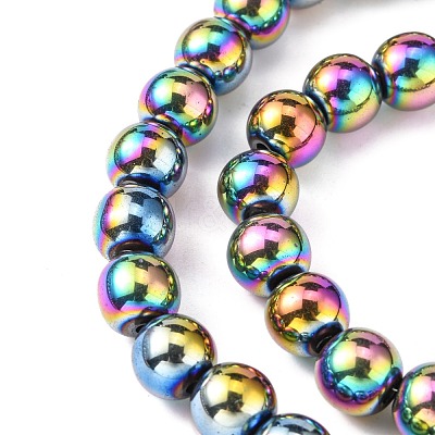 Non-magnetic Synthetic Hematite Beads Strands G-S096-10mm-5-1