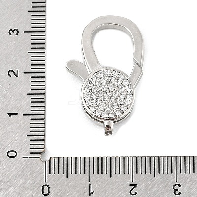 Brass Micro Pave Clear Cubic Zirconia Lobster Claw Clasps KK-P299-05P-1
