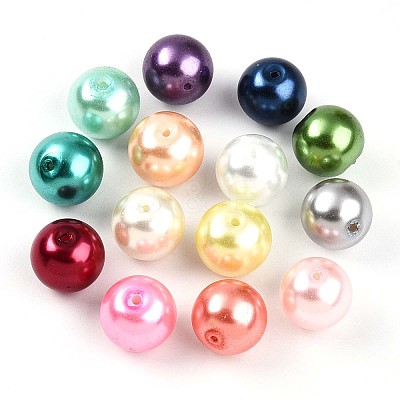 Baking Paint Pearlized Glass Pearl Beads HY-Q003-14mm-M01-1