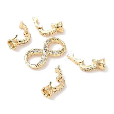 Brass Micro Pave Clear Cubic Zirconia Fold Over Clasps X-KK-U059-32G-1