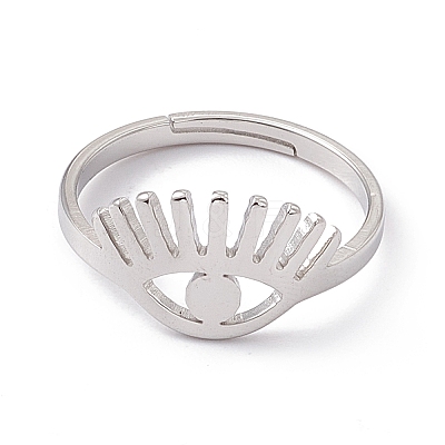 Non-Tarnish 201 Stainless Steel Evil Eye Adjustable Ring for Women RJEW-K238-13P-1