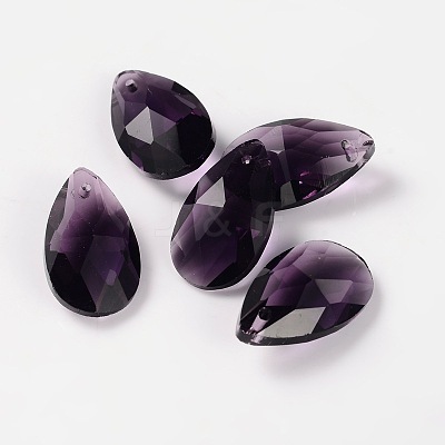 Faceted Teardrop Glass Pendants X-GLAA-O008-B18-1