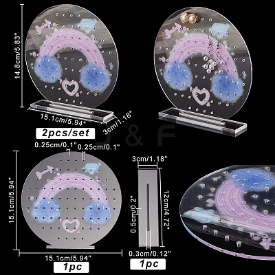 Round Transparent Acrylic Earring Display Organizer Stands EDIS-WH0035-12A-1