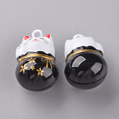 Baking Paint Brass Bell Pendants KKB-S002-010B-1