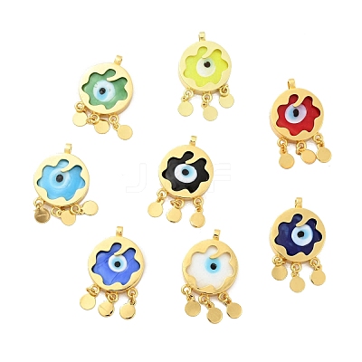 Rack Plating Handmade Evil Eye Lampwork Pendants KK-F838-01-G-1
