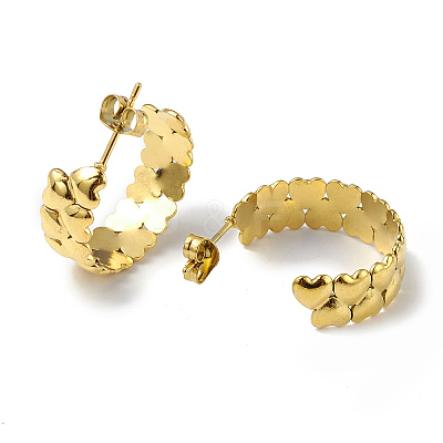 Ion Plating(IP) 304 Stainless Steel Heart Wrap Stud Earrings EJEW-I284-01G-1