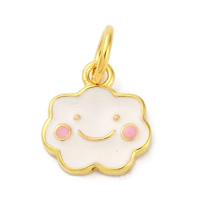 925 Sterling Silver White and Pink Enamel Smiling Face Cloud Charms STER-D303-03G-1