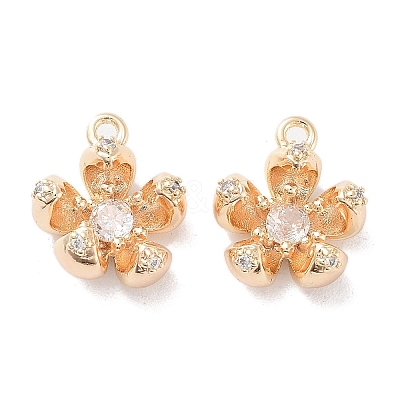 Brass Micro Pave Cubic Zirconia Charms X-KK-F871-34G-1
