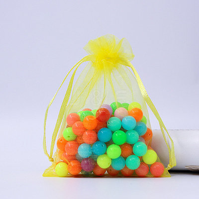 Rectangle Organza Drawstring Bags CON-PW0001-054D-10-1