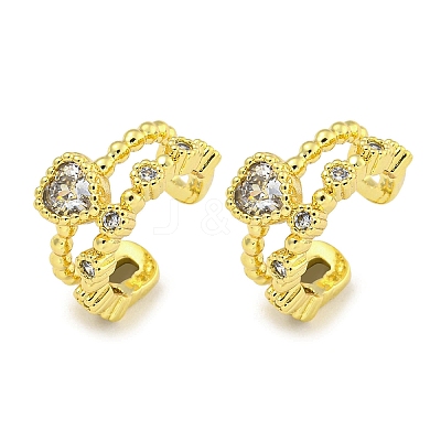Brass Micro Pave Clear Cubic Zirconia Cuff Earrings for Women EJEW-C104-048G-1