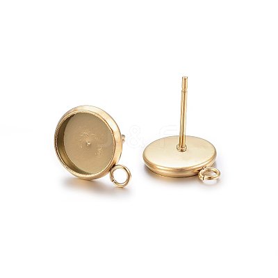 Ion Plating(IP) 304 Stainless Steel Stud Earring Settings X-STAS-H467-08G-12mm-1