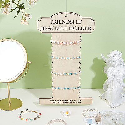 Wood Wall Mounted Bracelet Organizer Display Stands ODIS-WH0030-199-1