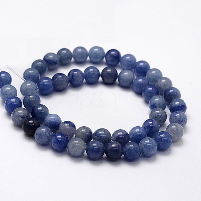 Dyed & Heated Natural Blue Aventurine Beads Strands G-F380-8mm-1