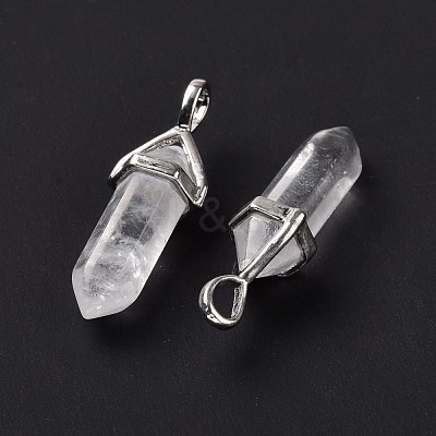 Natural Quartz Crystal Pointed Pendants G-K329-53P-1