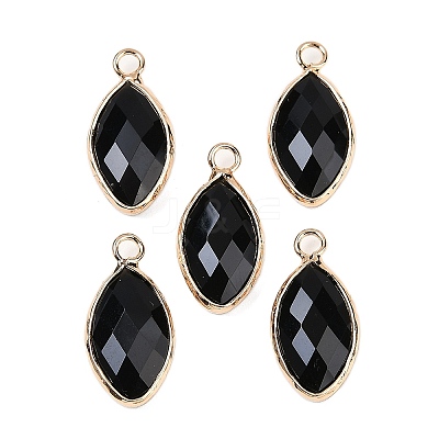 Natural Obsidian Faceted Pendants G-G193-01G-09-1