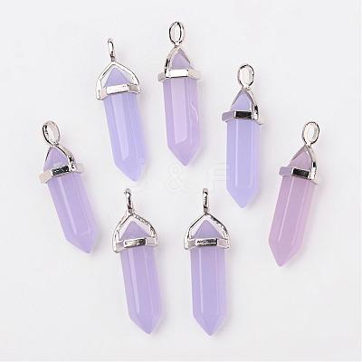 Bullet Imitation Jade Glass Pointed Pendants G-F295-01B-1