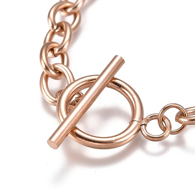 Unisex 304 Stainless Steel Cable Chain Bracelets BJEW-P245-39RG-1