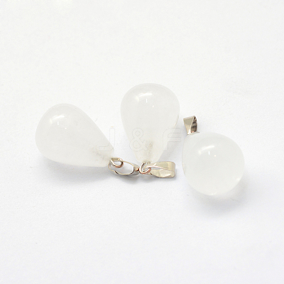 Teardrop Natural Quartz Crystal Pendants G-Q435-01-1