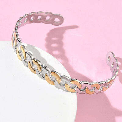 304 Stainless Steel Cuff Bangles BJEW-A160-03PG-1