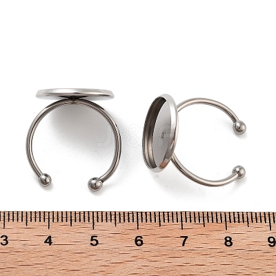 Tarnish Resistant 304 Stainless Steel Open Cuff Ring Components STAS-B072-09F-P-1