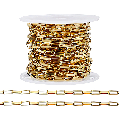 304 Stainless Steel Paperclip Chains CHS-WH0020-005G-1