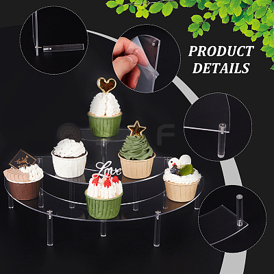 3-Tier Acrylic Semicircle Dessert Display Risers ODIS-WH0329-39-1