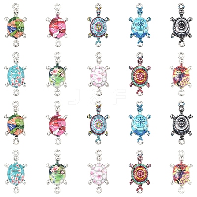 20Pcs 10 Colors Alloy Enamel Connector Charms ENAM-YW0008-59-1