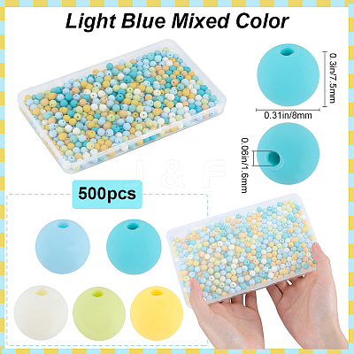 500Pcs Rubberized Style Imitated Silicone Acrylic Beads MACR-SP0001-07F-1