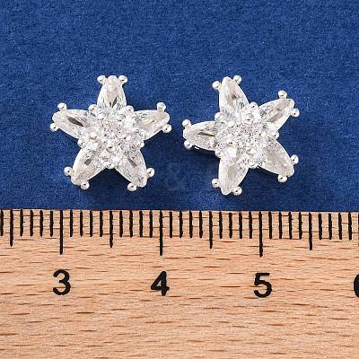 Brass Micro Pave Clear Cubic Zirconia Beads KK-S389-22S-1