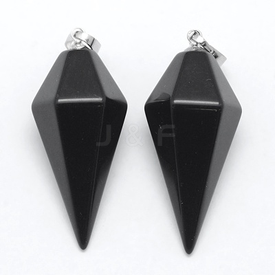Natural Obsidian Pointed Pendants X-KK-E757-F-16P-1