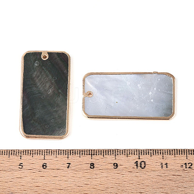 Natural Black Lip Shell Pendants with Golden Brass Edge BSHE-T014-22-1