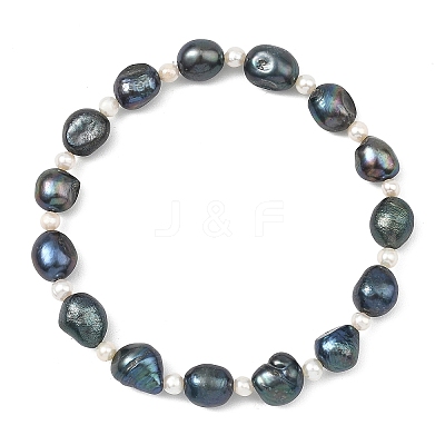 Potato Natural Cultured Freshwater Pearl Beads Stretch Bracelets for Women BJEW-JB13777-1