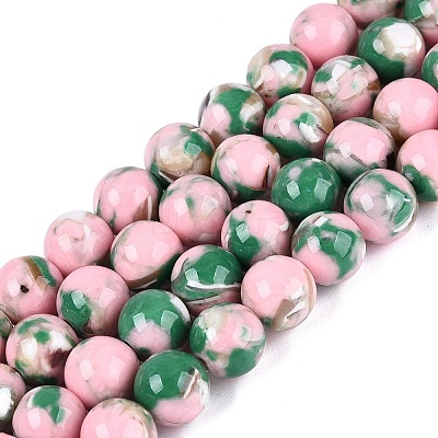Assembled Synthetic Turquoise and Trochus Shell Beads Strands G-N369-02A-01-1