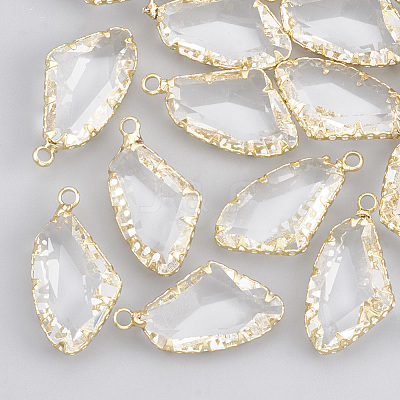 Brass Glass Pendants KK-T035-53-1