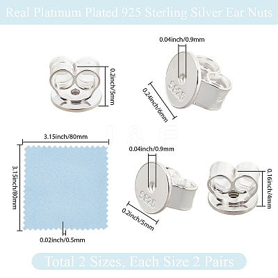 925 Sterling Silver Ear Nuts STER-BBC0009-09-1