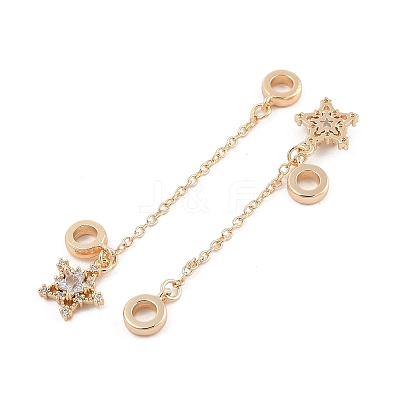 Rack Plating Star Brass Clear Cubic Zirconia European Safety Chains KK-F879-23G-1
