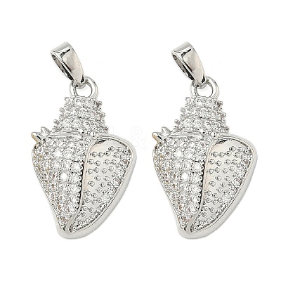 Brass Micro Pave Clear Cubic Zirconia Pendants KK-B139-06P-1