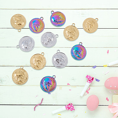 18Pcs 3 Colors 201 Stainless Steel Pendants STAS-DC0013-72-1