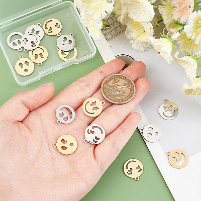 16Pcs 8 Style Ion Plating(IP) 201 Stainless Steel Pendants STAS-DC0006-10-1