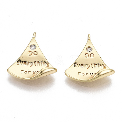 Brass Micro Pave Clear Cubic Zirconia Pendants KK-S356-074-NF-1