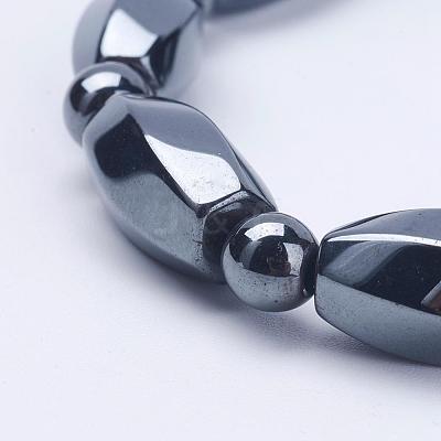 Electroplate Magnetic Synthetic Hematite Stretch Bracelets BJEW-G564-02A-1