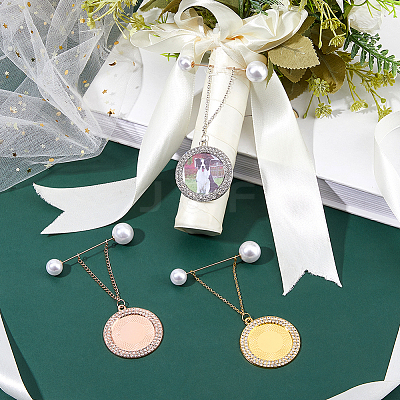 3Pcs Flat Round Pendants Alloy Brooches JEWB-FH00009-1