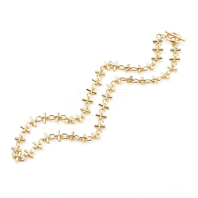 Brass Bar Link Chain Necklaces NJEW-JN03355-1