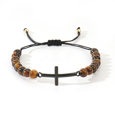 Natural Black Onyx Round Bead Braided Bead Bracelets FL7803-5-1