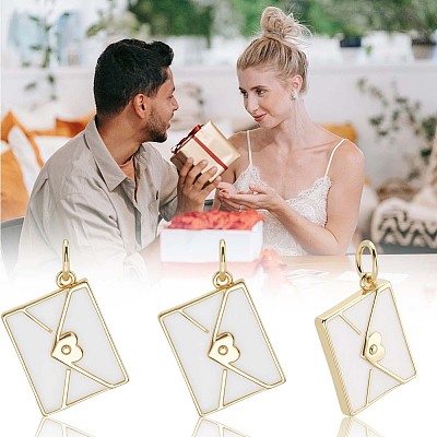 10Pcs Rack Plating Brass Enamel Pendants KK-BBC0020-60G-01-1