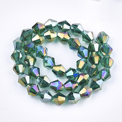 Electroplate Glass Beads Strands X-EGLA-Q118-6mm-B15-1